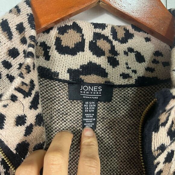 Jones New York Womens Full Zip Poncho size Small/Medium Leopard Print - Picture 7 of 13